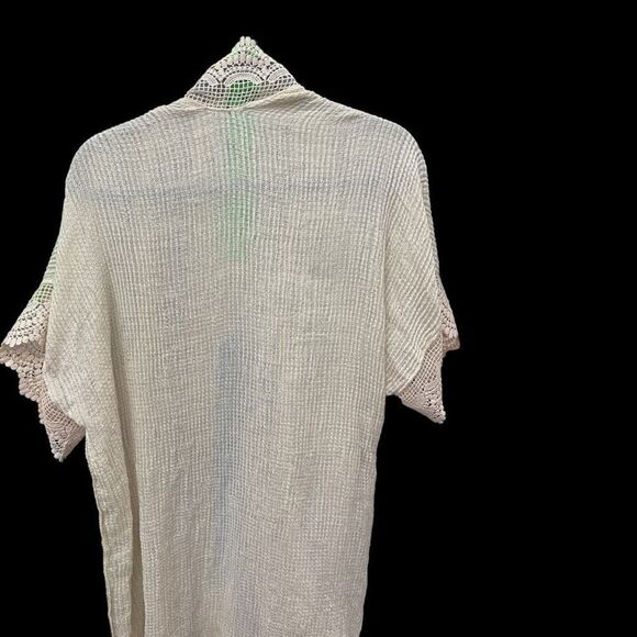 Unbranded Tan Waffle Knit Lace Teimmed Open Front Duster O/S - Picture 7 of 7